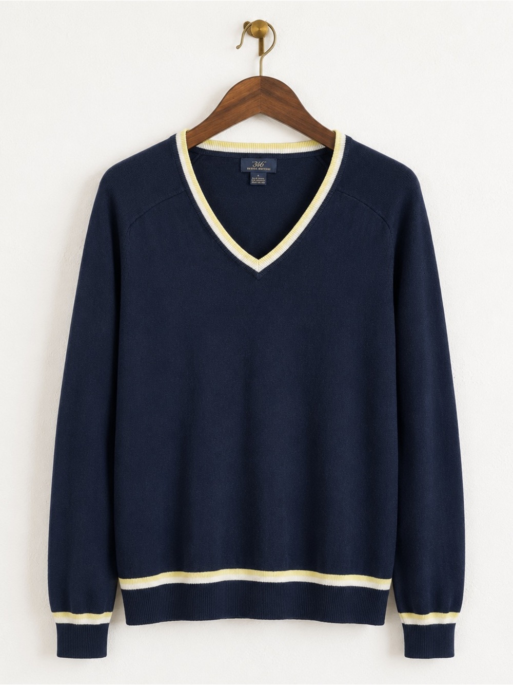 346 Brooks Brothers Cotton Cashmere Striped V Neck Preppy Sweater SZ L - Picture 2 of 4